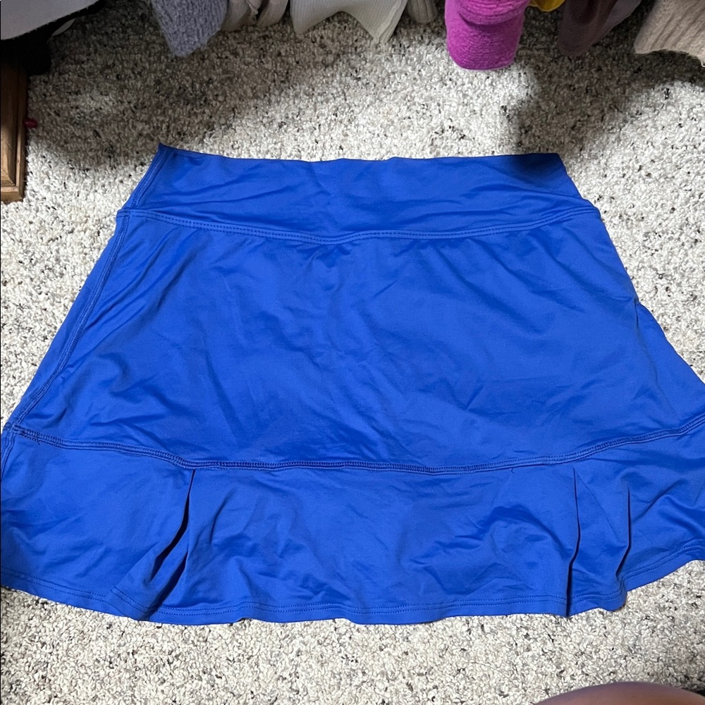 Blue Athletic Skort with Pleated Hem